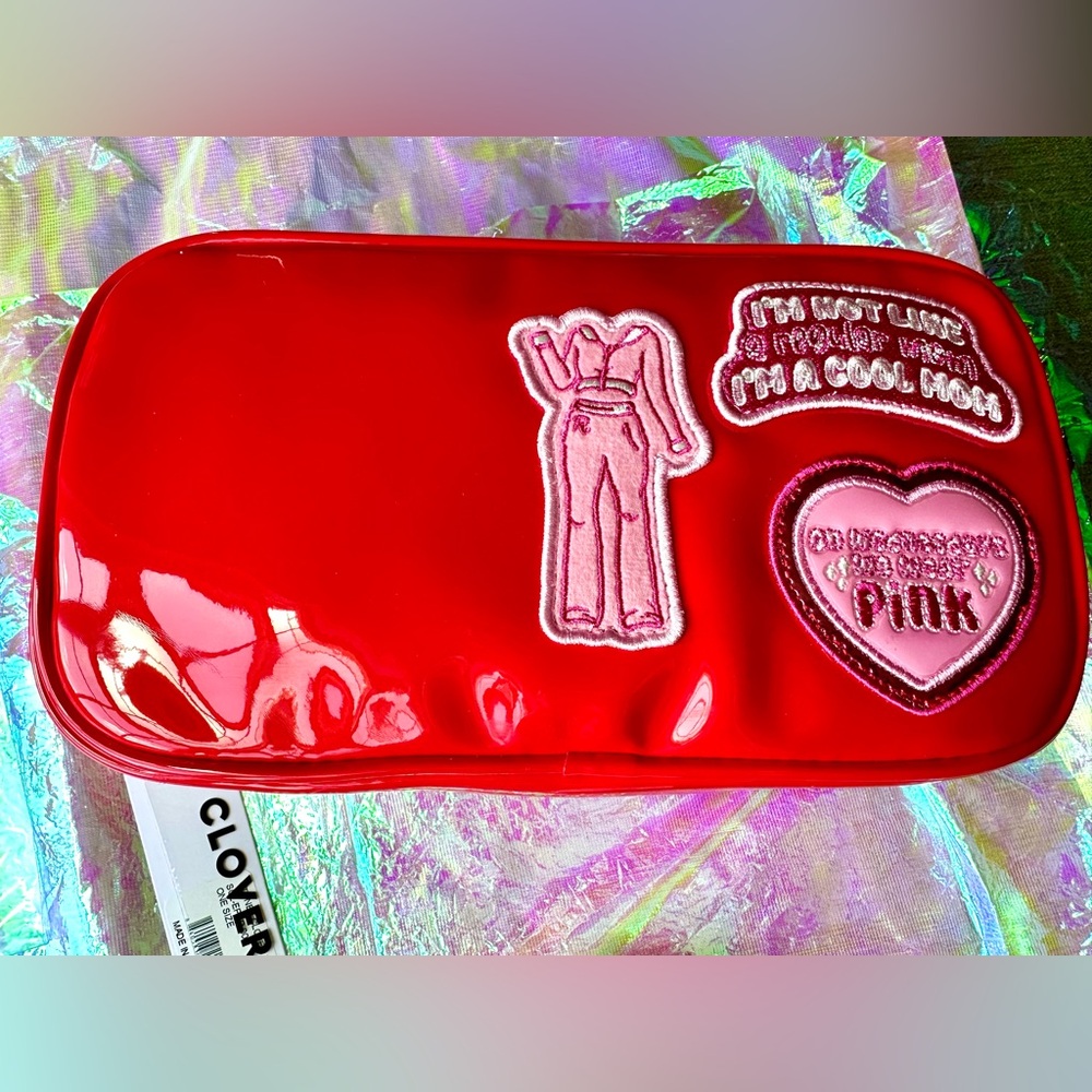Stoney Clover Lane Apple Red Patent Leather Small Pouch Mean Girls Patches NWT